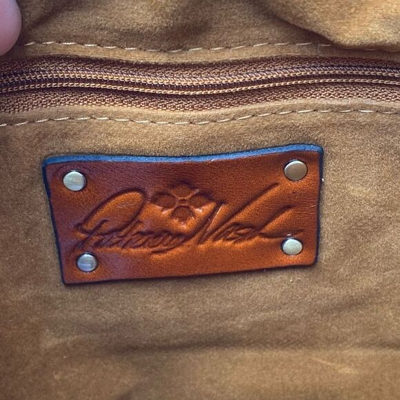 Patricia Nash Yoeky Top Leather Purse Colorblock Black Tan NWT Crossbody Strap - Picture 8 of 11